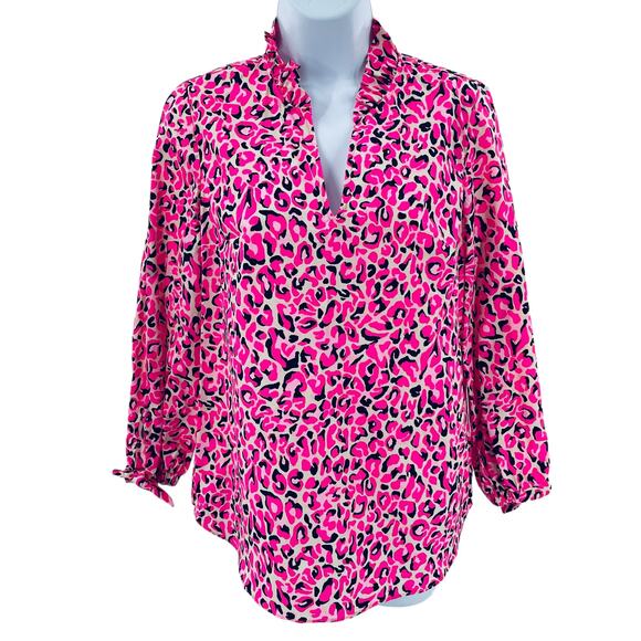 Lilly Pulitzer Sherida Pink Topaz Animal Print My Favorite Spot LS Top XS NWT - Picture 2 of 14